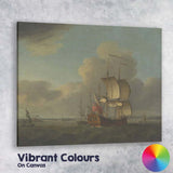 Dutch Golden Age Sailing Ship Coastal Harbour Scene Canvas Wall Art Print Decor Picture Ready to Hang