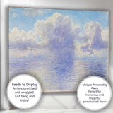 Blue Watercolour Seascape Billowing Clouds Ocean Horizon Canvas Wall Art Print Decor Picture Ready to Hang
