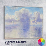 Blue Watercolour Seascape Billowing Clouds Ocean Horizon Canvas Wall Art Print Decor Picture Ready to Hang