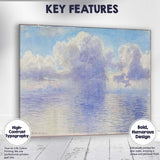 Blue Watercolour Seascape Billowing Clouds Ocean Horizon Canvas Wall Art Print Decor Picture Ready to Hang