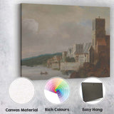 Peaceful Cathedral Riverside Town Architectural Landscape Canvas Wall Art Print Decor Picture Ready to Hang
