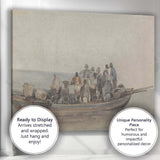 Fishermen Gathering In Traditional Boat Coastal Study Canvas Wall Art Print Decor Picture Ready to Hang