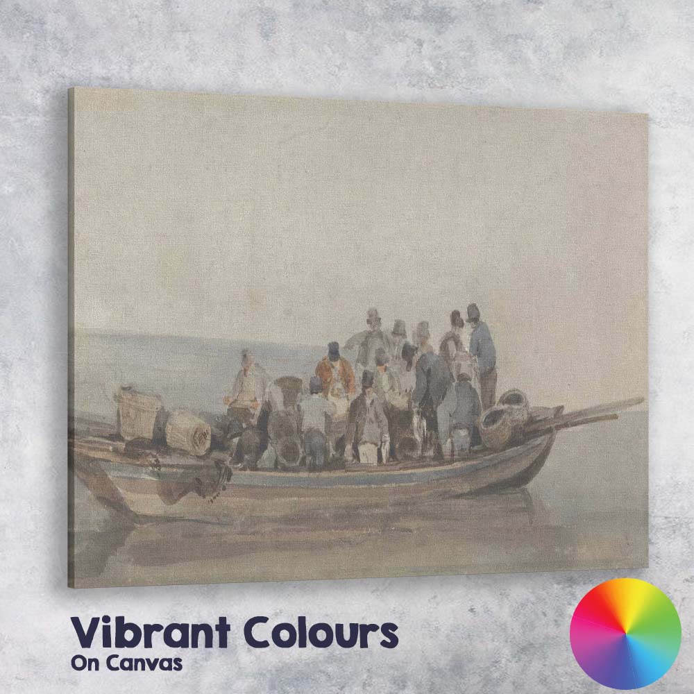 Fishermen Gathering In Traditional Boat Coastal Study Canvas Wall Art Print Decor Picture Ready to Hang