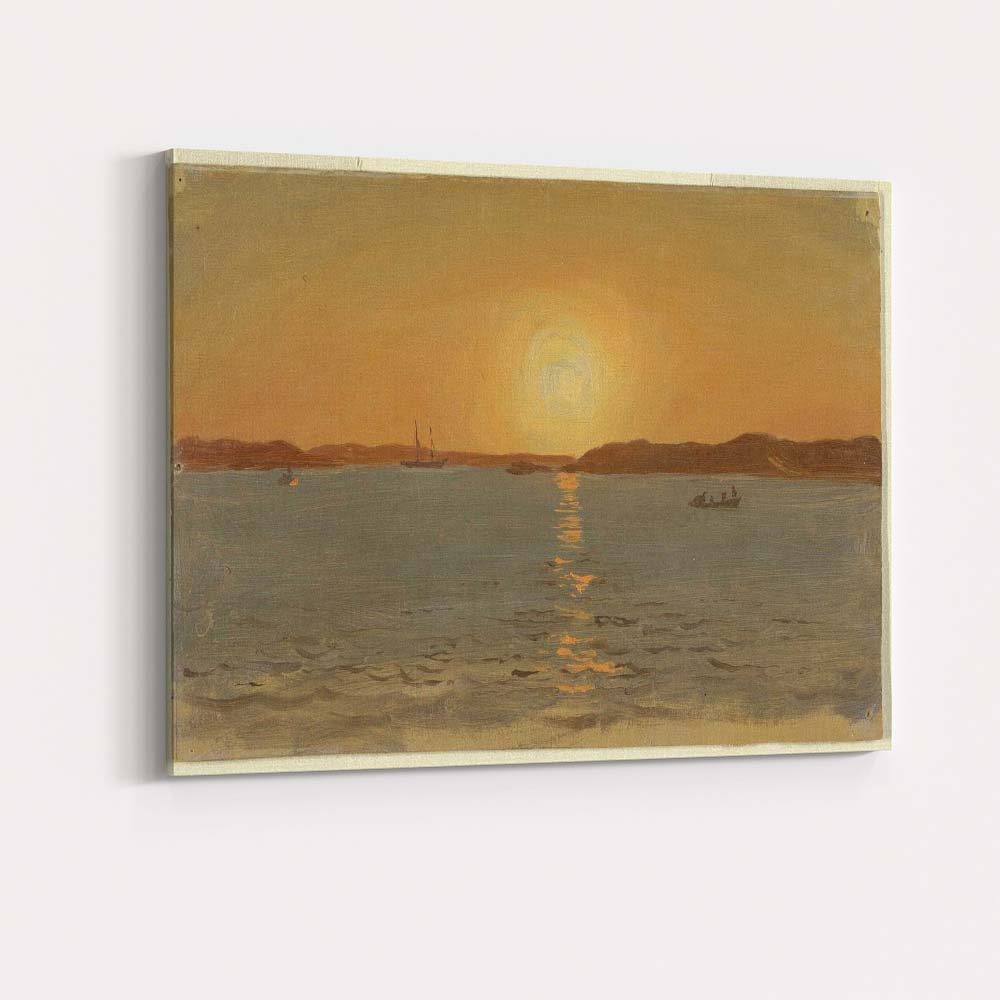 Golden Sunset Coastal Waters Seascape Oil Painting Canvas Wall Art Print Decor Picture Ready to Hang