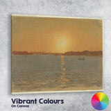 Golden Sunset Coastal Waters Seascape Oil Painting Canvas Wall Art Print Decor Picture Ready to Hang