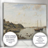 Nordic Coastal Inlet Mooring Boats Tranquil Seascape Canvas Wall Art Print Decor Picture Ready to Hang