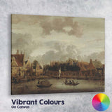 Historic Canal Town Waterfront Dutch Golden Age Painting Canvas Wall Art Print Decor Picture Ready to Hang