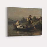 Victorian Couple in Rowing Boat River Scene Oil Painting Canvas Wall Art Print Decor Picture Ready to Hang