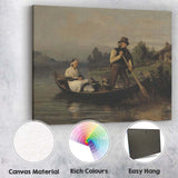 Victorian Couple in Rowing Boat River Scene Oil Painting Canvas Wall Art Print Decor Picture Ready to Hang