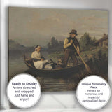Victorian Couple in Rowing Boat River Scene Oil Painting Canvas Wall Art Print Decor Picture Ready to Hang