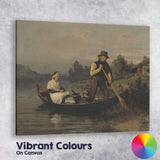 Victorian Couple in Rowing Boat River Scene Oil Painting Canvas Wall Art Print Decor Picture Ready to Hang