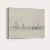Traditional Sailing Boats on Tranquil Sea Watercolour Maritime Artwork Canvas Wall Art Print Decor Picture Ready to Hang