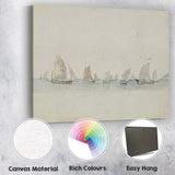 Traditional Sailing Boats on Tranquil Sea Watercolour Maritime Artwork Canvas Wall Art Print Decor Picture Ready to Hang
