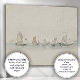 Traditional Sailing Boats on Tranquil Sea Watercolour Maritime Artwork Canvas Wall Art Print Decor Picture Ready to Hang