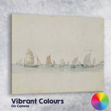 Traditional Sailing Boats on Tranquil Sea Watercolour Maritime Artwork Canvas Wall Art Print Decor Picture Ready to Hang
