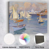 Scandinavian Harbour Sailboats and City Skyline Impressionist Painting Canvas Wall Art Print Decor Picture Ready to Hang