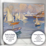 Scandinavian Harbour Sailboats and City Skyline Impressionist Painting Canvas Wall Art Print Decor Picture Ready to Hang