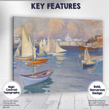 Scandinavian Harbour Sailboats and City Skyline Impressionist Painting Canvas Wall Art Print Decor Picture Ready to Hang