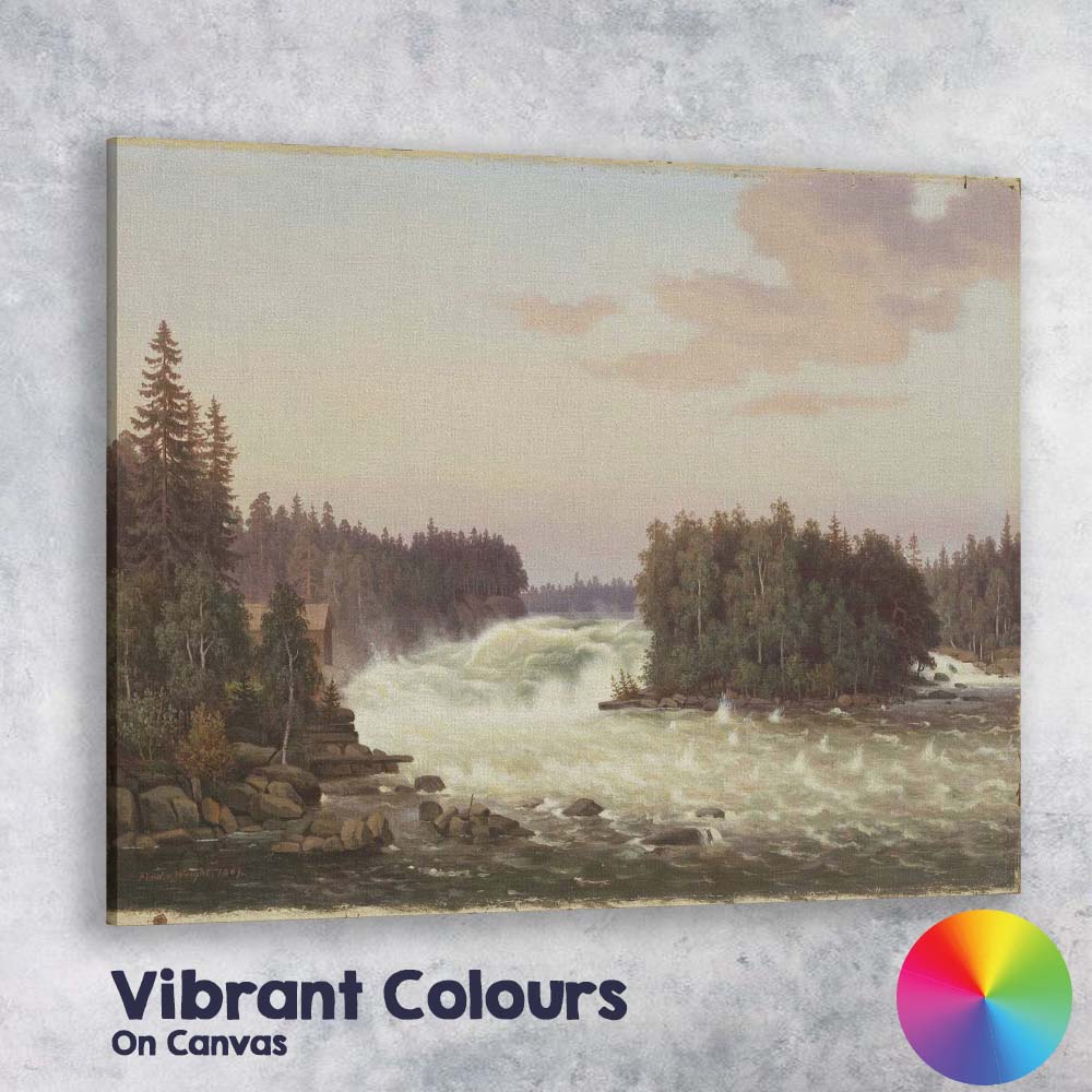 Majestic River Waterfall Forest Wilderness Landscape Painting Canvas Wall Art Print Decor Picture Ready to Hang