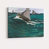 Expressive Ocean Waves and Fishing Boats Marine Painting Canvas Wall Art Print Decor Picture Ready to Hang