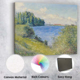 Impressionist Blue Riverbank Woodland Landscape Oil Painting Canvas Wall Art Print Decor Picture Ready to Hang