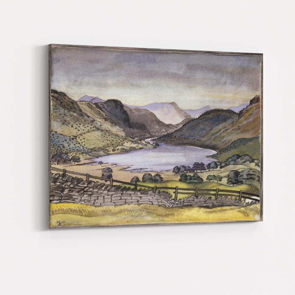 Watercolour Mountain Valley Lake Scenic Countryside Landscape Canvas Wall Art Print Decor Picture Ready to Hang