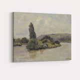 Traditional Riverside Island Trees Landscape Oil Painting Canvas Wall Art Print Decor Picture Ready to Hang