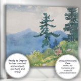 Peaceful Mountain Deer Forest Watercolour Nature Landscape Canvas Wall Art Print Decor Picture Ready to Hang