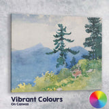 Peaceful Mountain Deer Forest Watercolour Nature Landscape Canvas Wall Art Print Decor Picture Ready to Hang