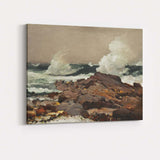 Dramatic Ocean Waves Rocky Shore Coastal Oil Painting Canvas Wall Art Print Decor Picture Ready to Hang