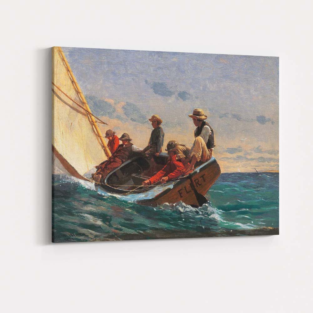 Traditional Sailing Boat Children Coastal Seascape Painting Canvas Wall Art Print Decor Picture Ready to Hang