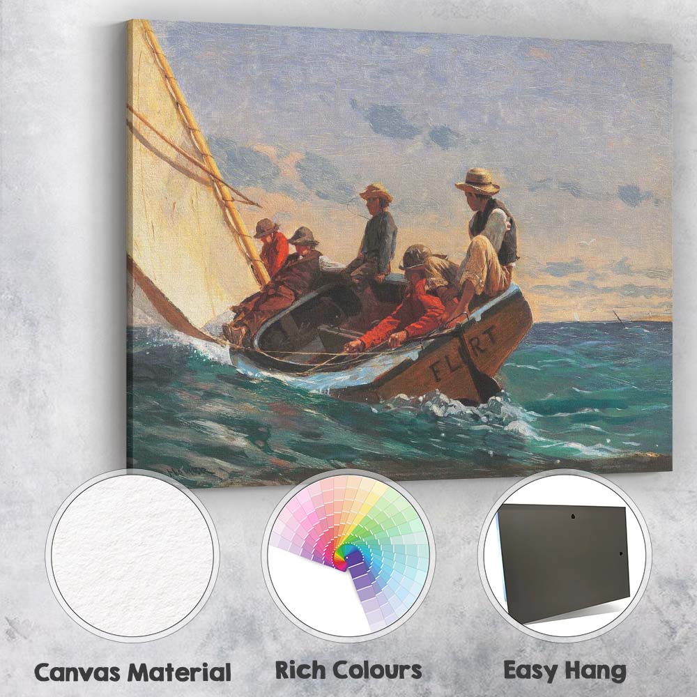 Traditional Sailing Boat Children Coastal Seascape Painting Canvas Wall Art Print Decor Picture Ready to Hang