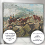 Mountain Horse Riders Highland Landscape Impressionist Painting Canvas Wall Art Print Decor Picture Ready to Hang