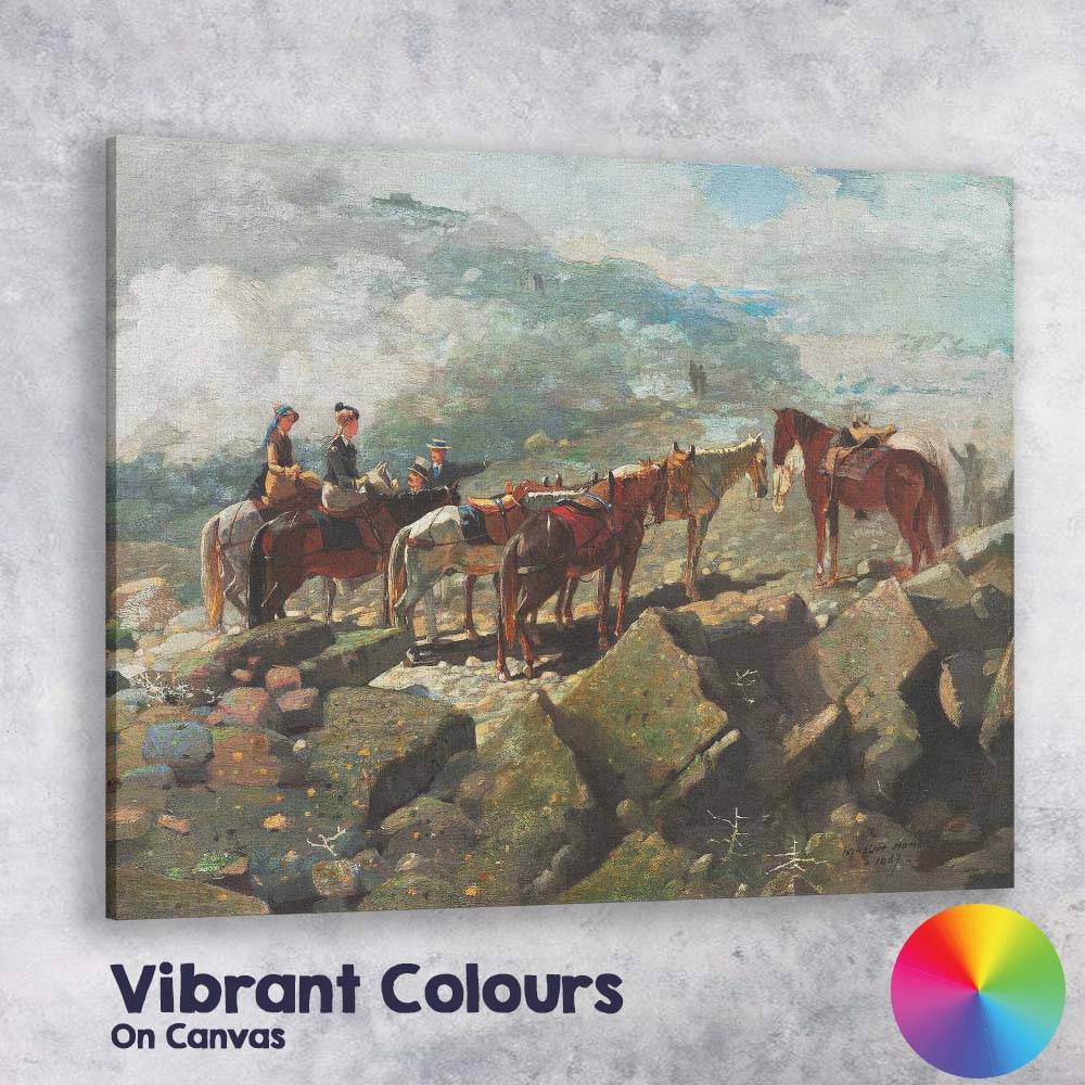 Mountain Horse Riders Highland Landscape Impressionist Painting Canvas Wall Art Print Decor Picture Ready to Hang