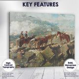 Mountain Horse Riders Highland Landscape Impressionist Painting Canvas Wall Art Print Decor Picture Ready to Hang