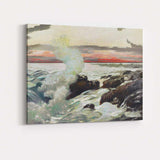 Crashing Surf on Rugged Rocks Sunset Seascape Canvas Wall Art Print Decor Picture Ready to Hang