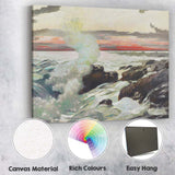 Crashing Surf on Rugged Rocks Sunset Seascape Canvas Wall Art Print Decor Picture Ready to Hang