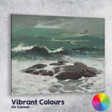 Stormy Ocean Waves Rocky Shore Marine Painting Canvas Wall Art Print Decor Picture Ready to Hang