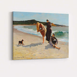 Victorian Seaside Beach Scene Women by the Shore Coastal Oil Painting Canvas Wall Art Print Decor Picture Ready to Hang