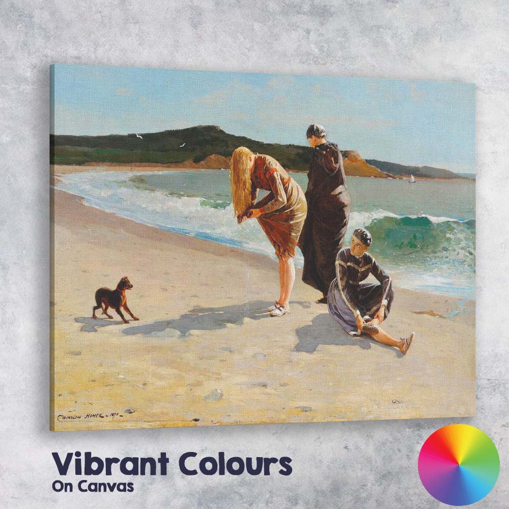 Victorian Seaside Beach Scene Women by the Shore Coastal Oil Painting Canvas Wall Art Print Decor Picture Ready to Hang