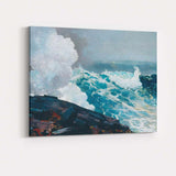 Powerful Breaking Ocean Waves Coastal Seascape Oil Painting Canvas Wall Art Print Decor Picture Ready to Hang