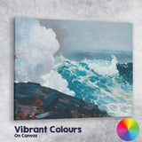 Powerful Breaking Ocean Waves Coastal Seascape Oil Painting Canvas Wall Art Print Decor Picture Ready to Hang