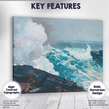 Powerful Breaking Ocean Waves Coastal Seascape Oil Painting Canvas Wall Art Print Decor Picture Ready to Hang