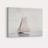 Elegant White Sailboat Calm Sea Watercolour Coastal Marine Landscape Canvas Wall Art Print Decor Picture Ready to Hang