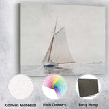 Elegant White Sailboat Calm Sea Watercolour Coastal Marine Landscape Canvas Wall Art Print Decor Picture Ready to Hang