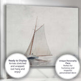 Elegant White Sailboat Calm Sea Watercolour Coastal Marine Landscape Canvas Wall Art Print Decor Picture Ready to Hang