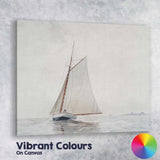 Elegant White Sailboat Calm Sea Watercolour Coastal Marine Landscape Canvas Wall Art Print Decor Picture Ready to Hang