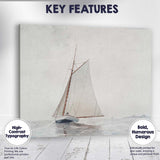 Elegant White Sailboat Calm Sea Watercolour Coastal Marine Landscape Canvas Wall Art Print Decor Picture Ready to Hang