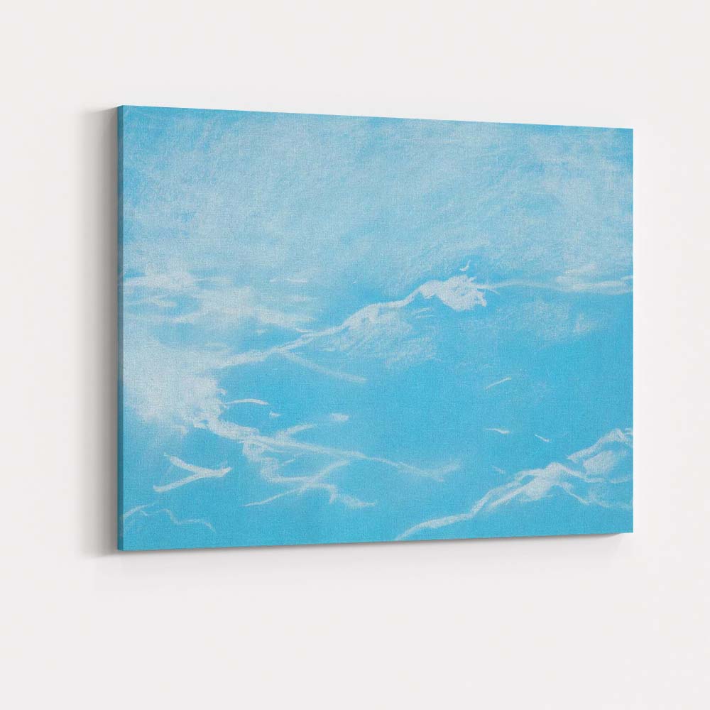 Soft Blue Ocean Abstract Seascape Minimalist Watercolour Artwork Canvas Wall Art Print Decor Picture Ready to Hang