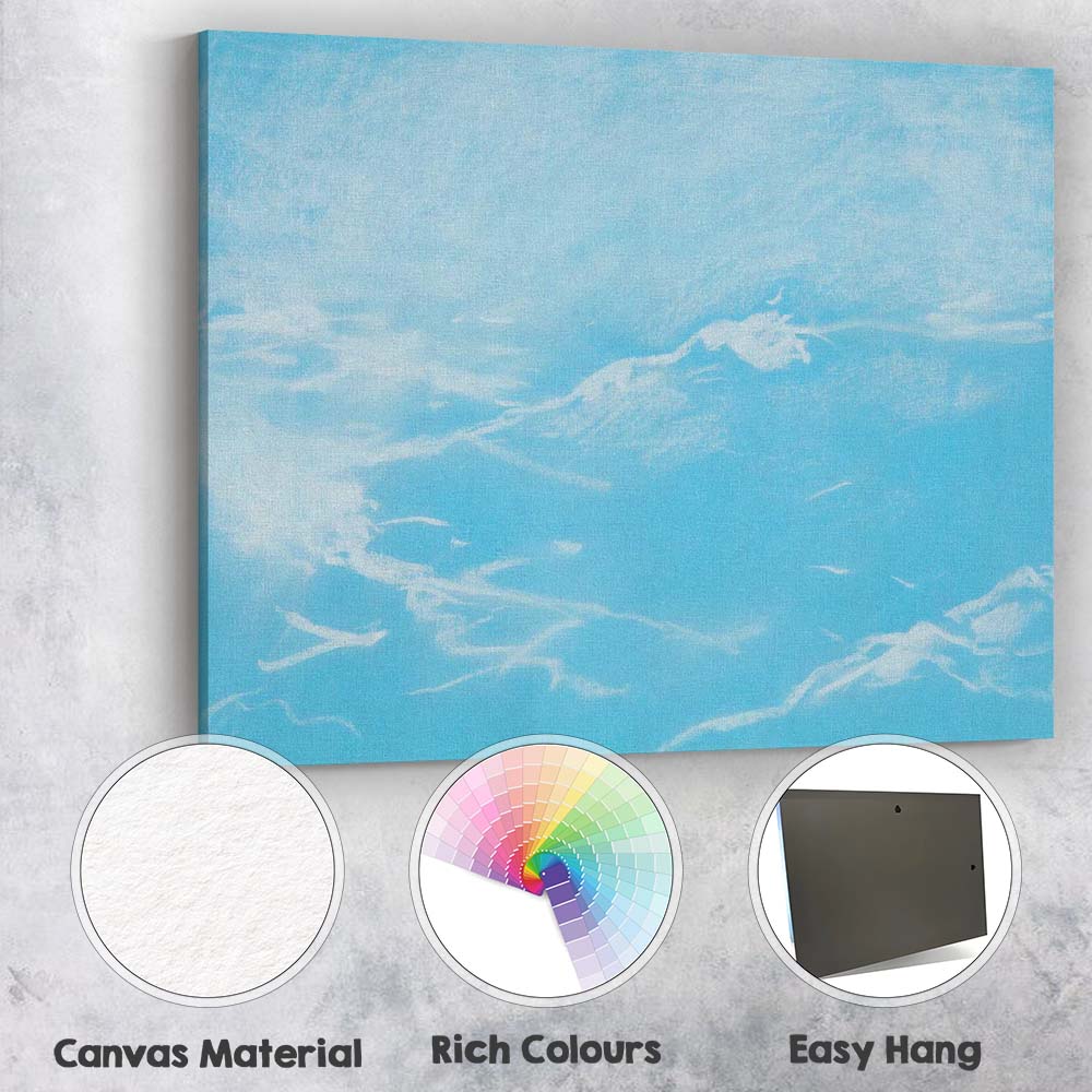 Soft Blue Ocean Abstract Seascape Minimalist Watercolour Artwork Canvas Wall Art Print Decor Picture Ready to Hang